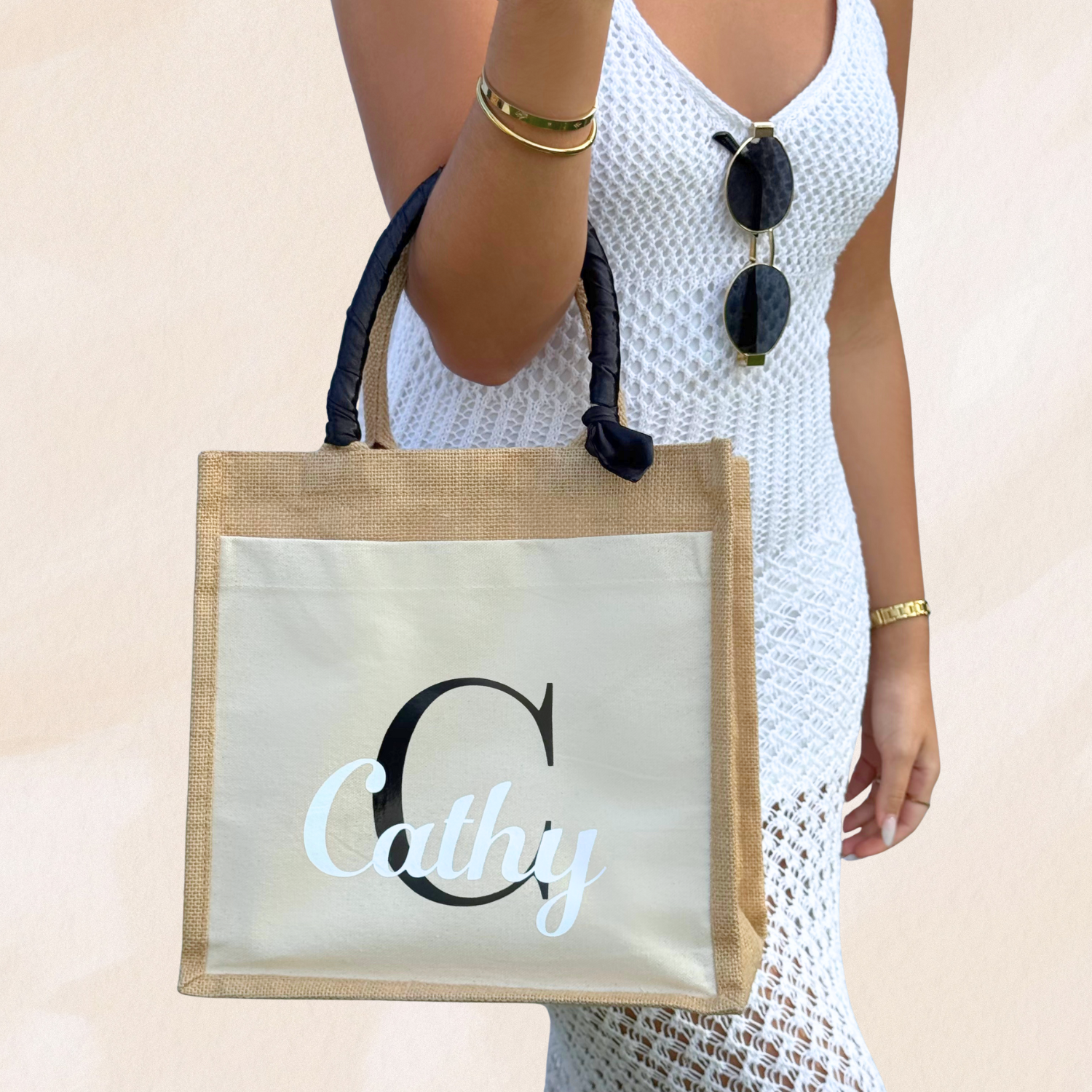 Moyen sac en jute personnalisé.