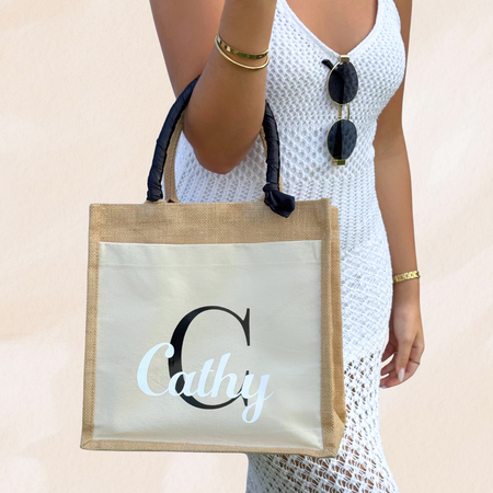 Moyen sac en jute personnalisé.