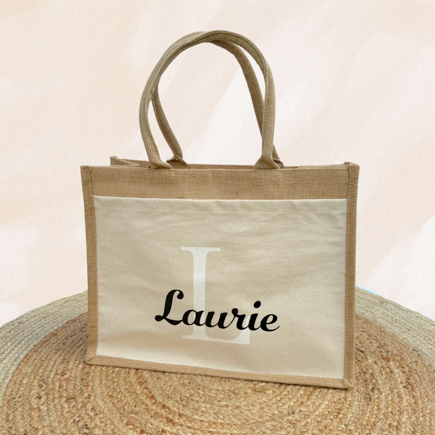Grand sac en jute personnalisé