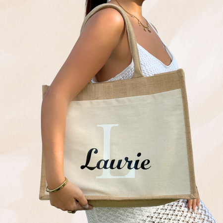 Grand sac en jute personnalisé